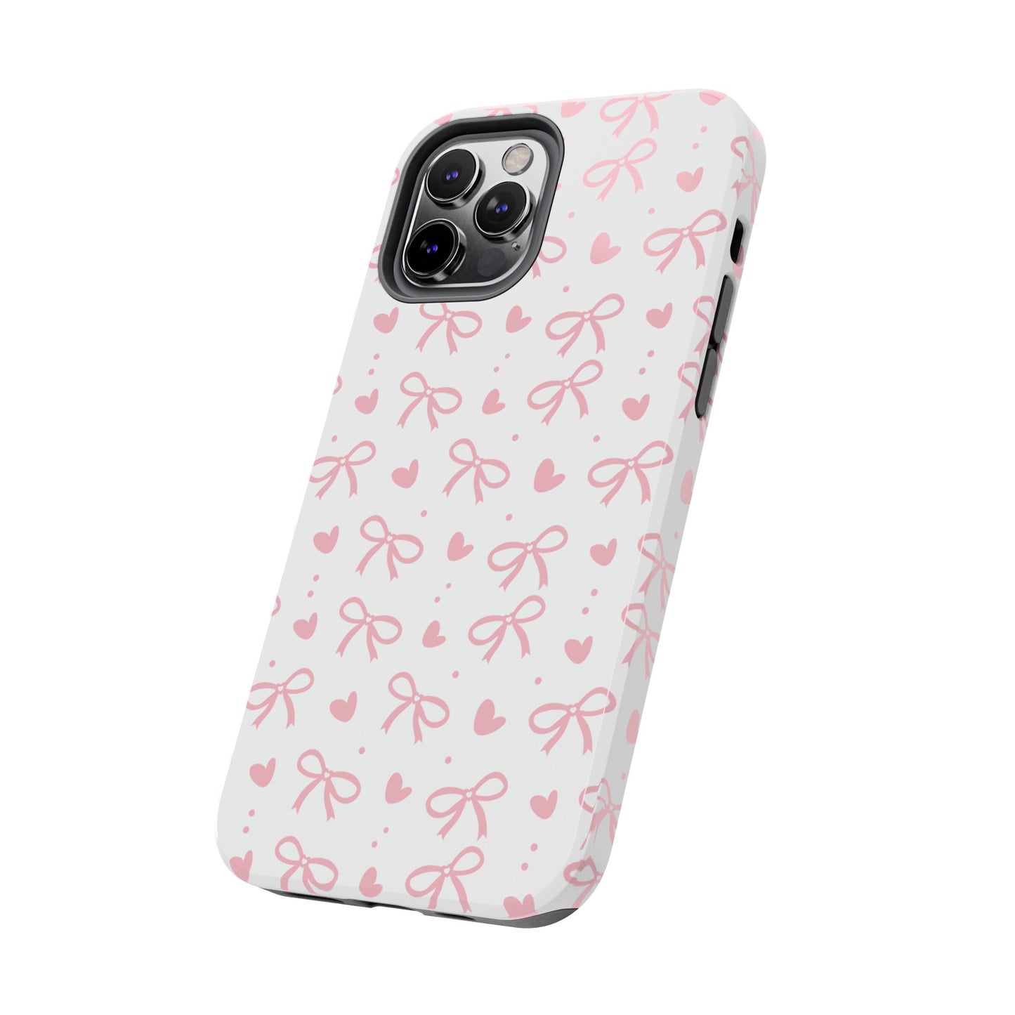Love & Bows Tough Phone Cases for Girls, Cute Phone Cover, Valentine's Day Gift, Girly Accessories, Heart Pattern