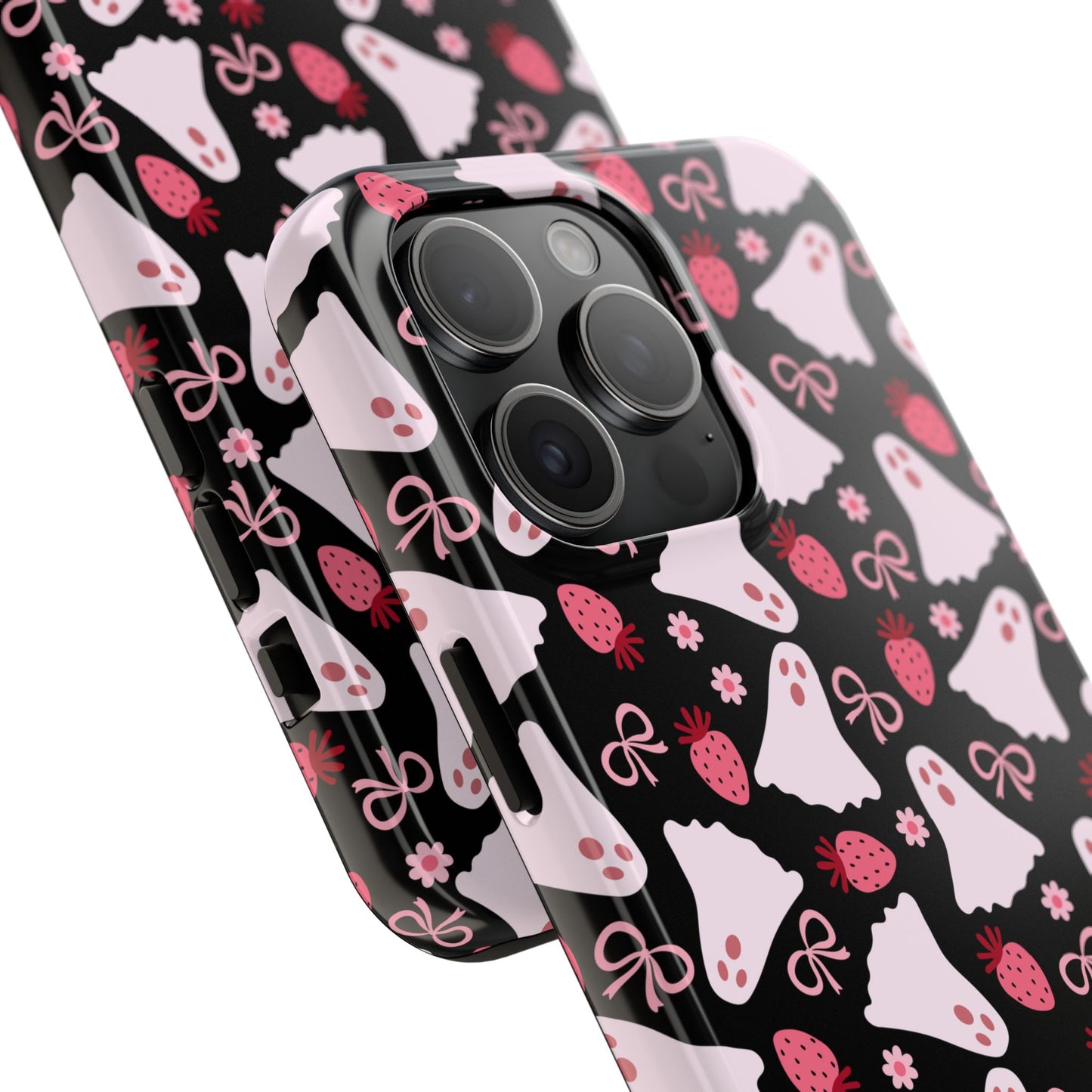 Cute Ghosts and Strawberries Phone Case | Tough Phone Cases, Halloween Accessories, Unique Gift Ideas, Spooky Aesthetic, Everyday Style