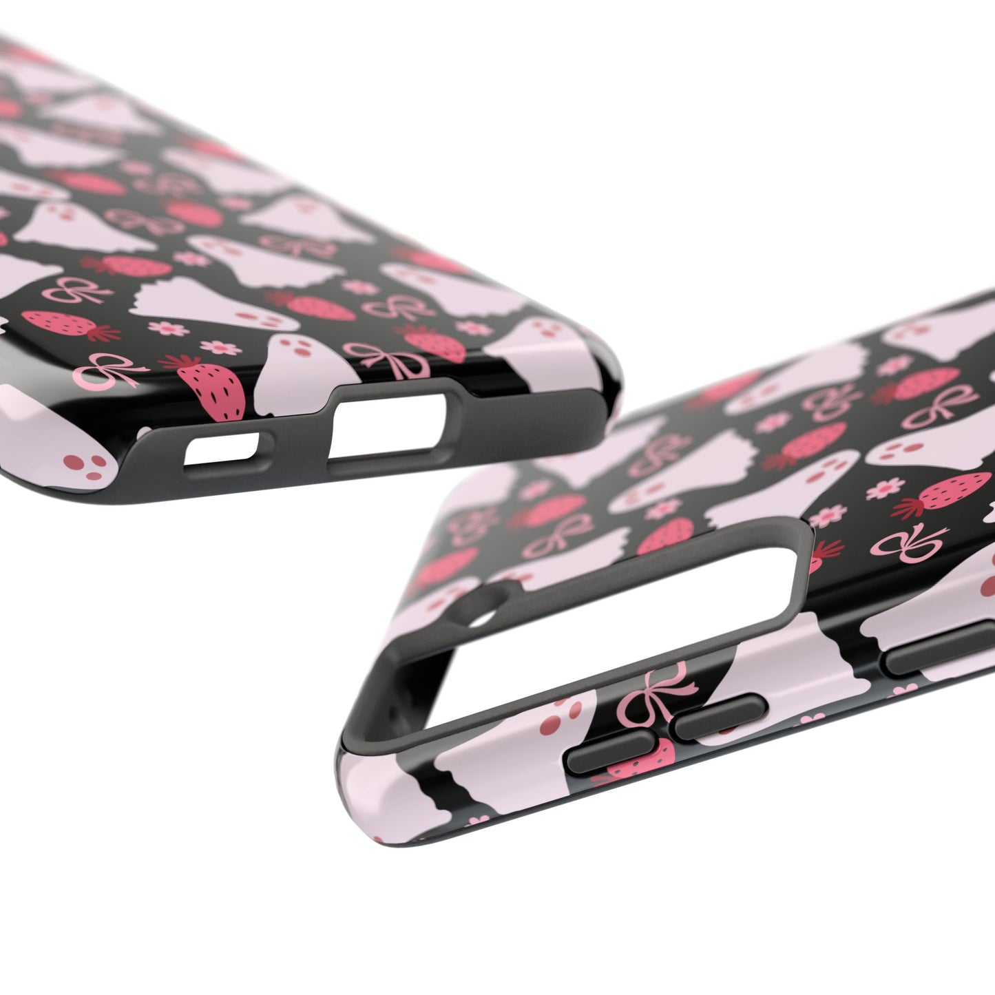 Cute Ghosts and Strawberries Phone Case | Tough Phone Cases, Halloween Accessories, Unique Gift Ideas, Spooky Aesthetic, Everyday Style