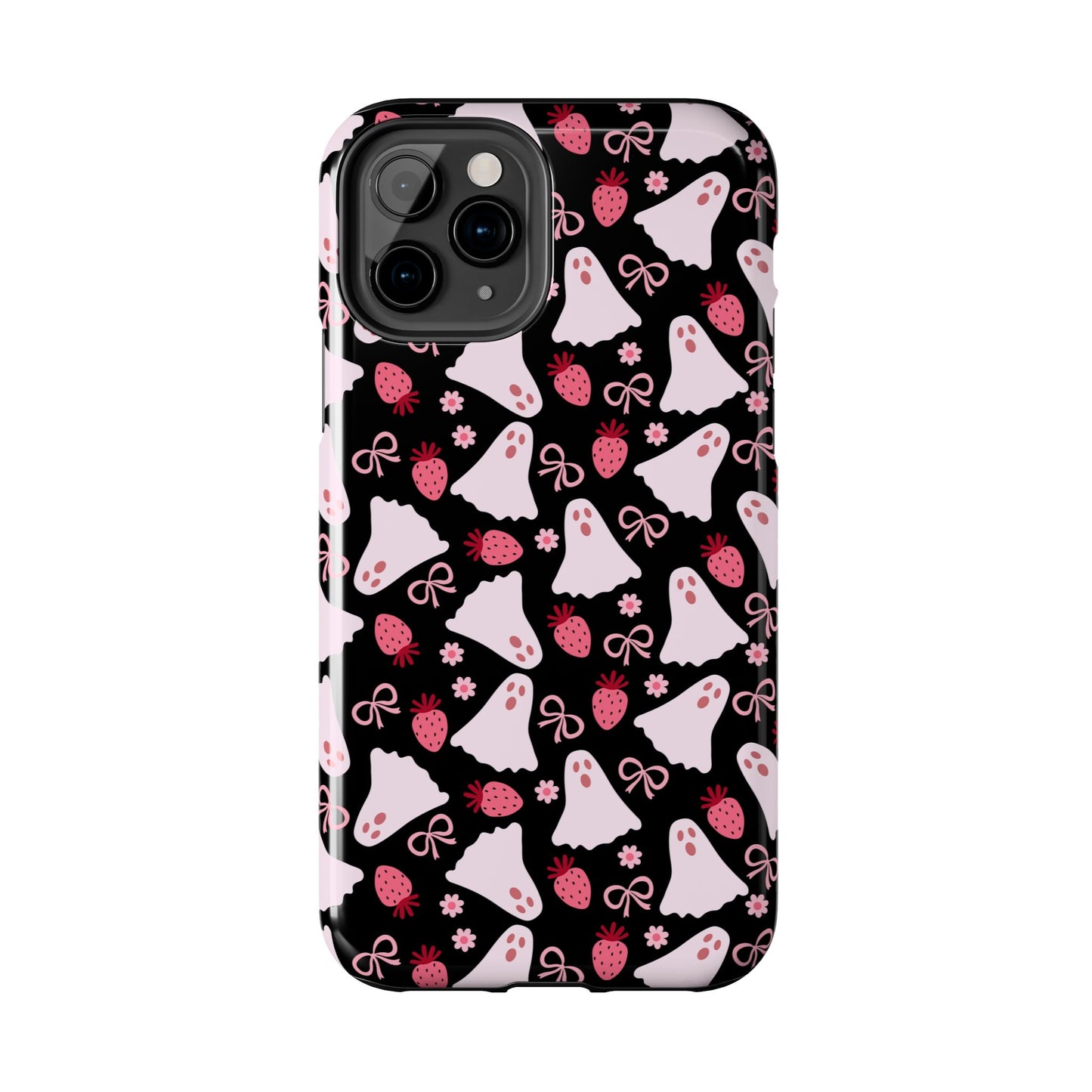 Cute Ghosts and Strawberries Phone Case | Tough Phone Cases, Halloween Accessories, Unique Gift Ideas, Spooky Aesthetic, Everyday Style