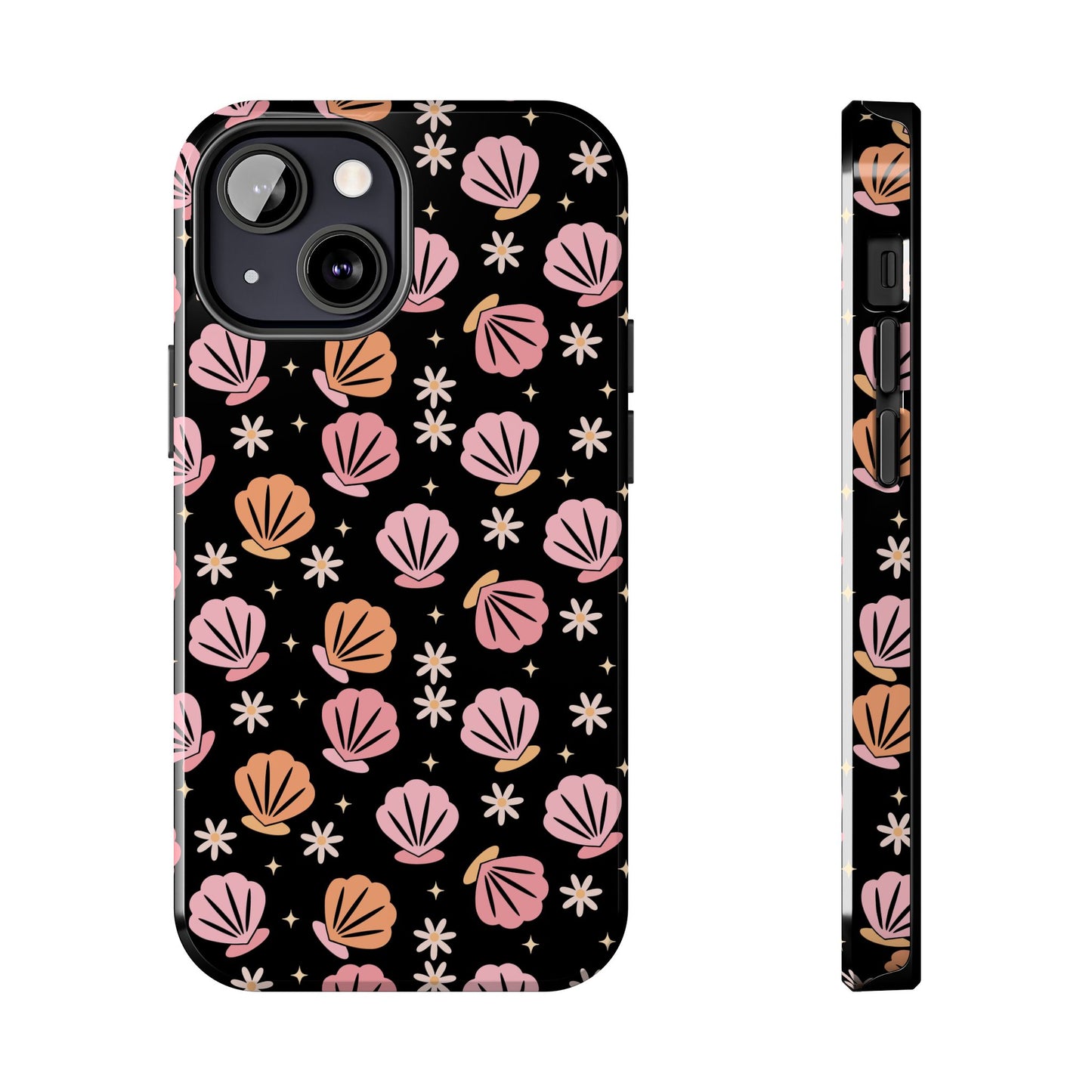 Floral Tough Phone Cases for Trendy Protection, Shell Pattern Phone Cover, Vibrant Floral Case, Girly Gift, Cute Tech Accessories