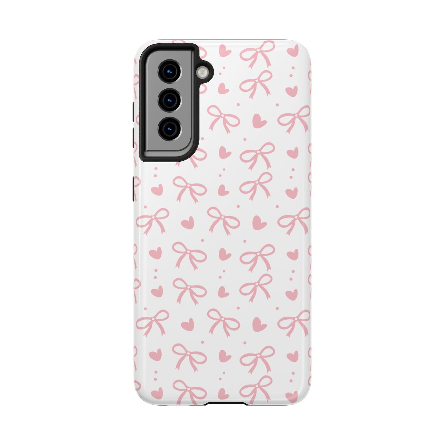 Love & Bows Tough Phone Cases for Girls, Cute Phone Cover, Valentine's Day Gift, Girly Accessories, Heart Pattern