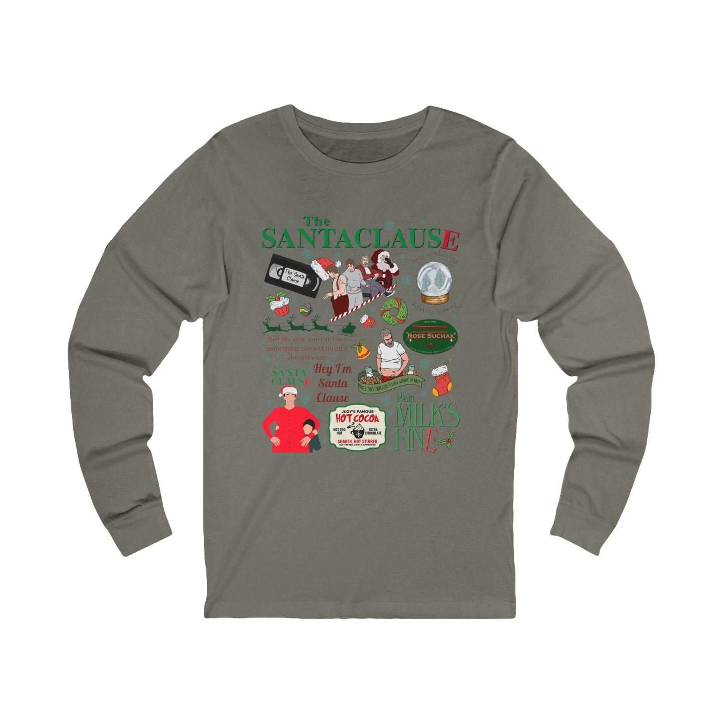 Santa Clause Long Sleeve Tee - Christmas Shirt for Men and Women, Unisex Holiday Jersey Top, Festive Winter Apparel, Xmas Graphic Tee, Santa