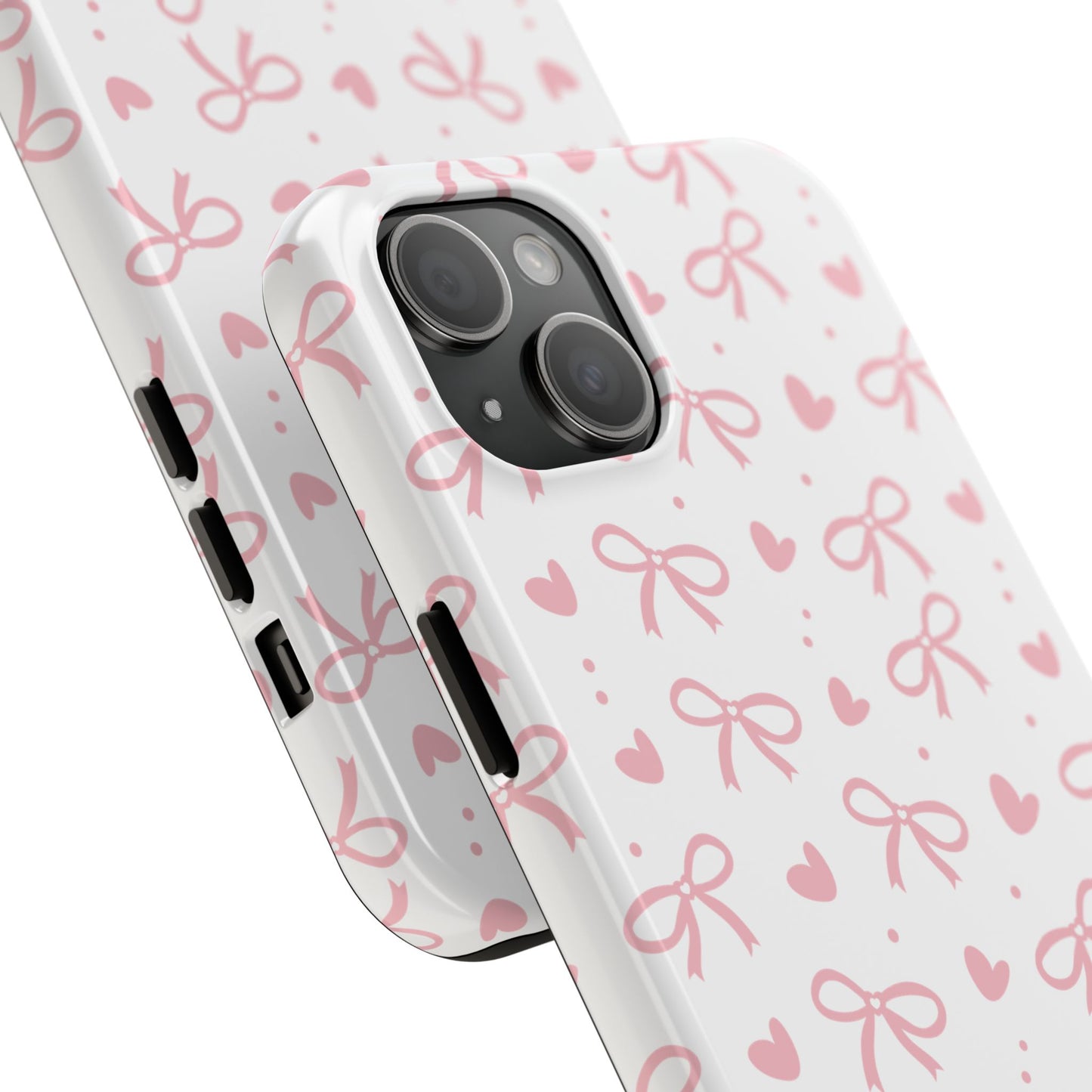 Love & Bows Tough Phone Cases for Girls, Cute Phone Cover, Valentine's Day Gift, Girly Accessories, Heart Pattern