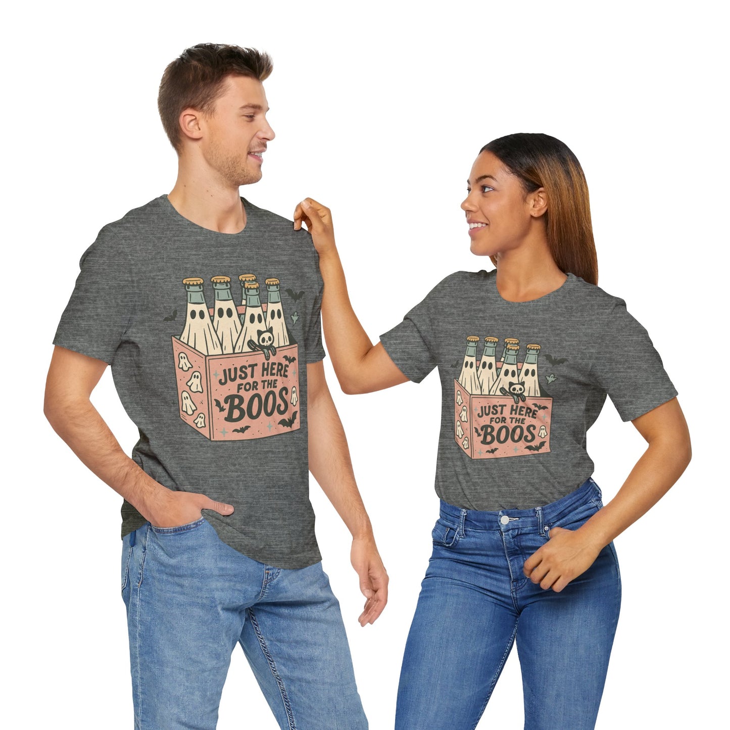 Halloween Vibes Unisex Tee - Just Here for the Boos, Fun Halloween Shirt, Party Wear, Gag Gift, Ghostly Spirit Classy Wear