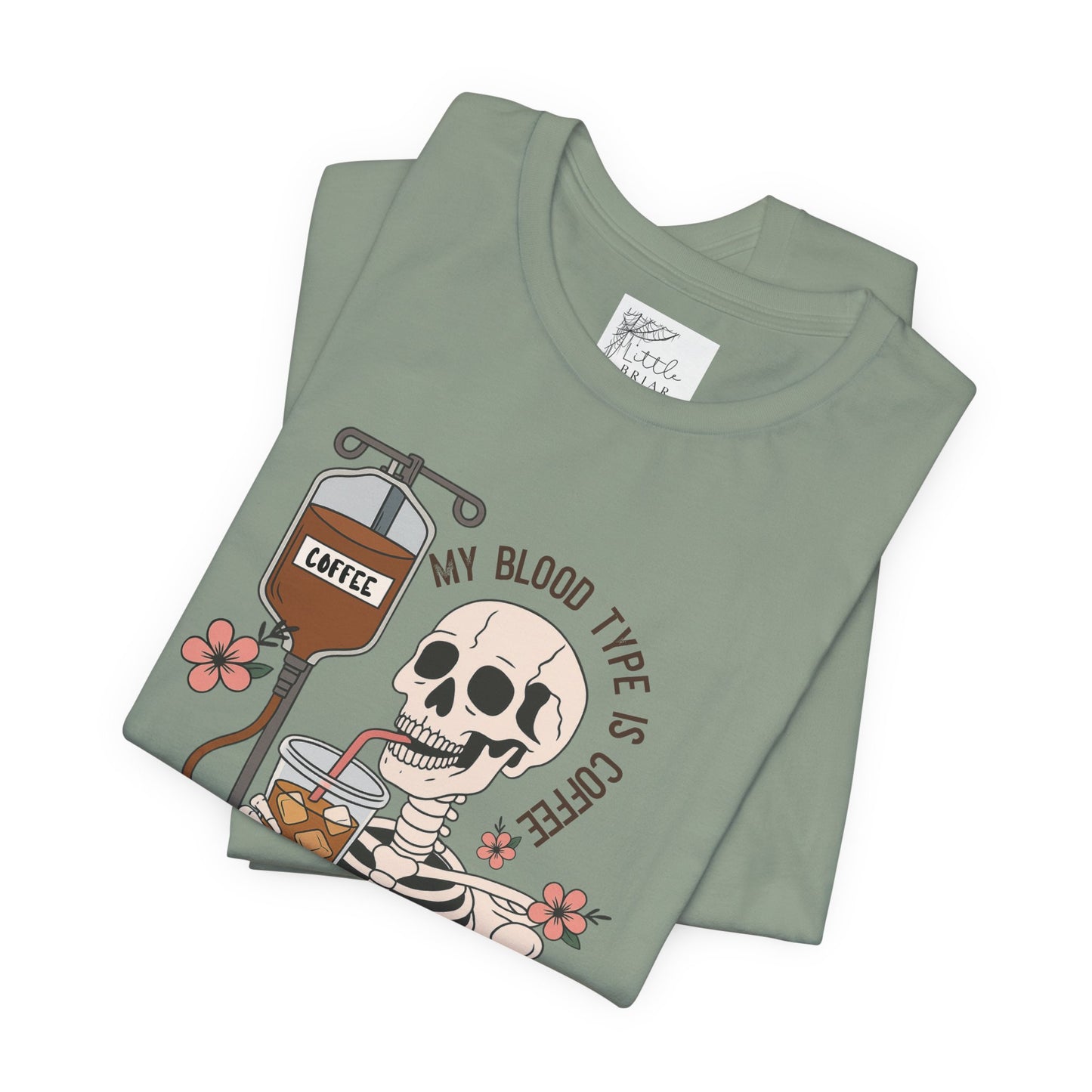 Coffee Lover's Skeleton Tee - Unisex Short Sleeve Shirt, Ideal Gift for Coffee Addicts, Fun Halloween Apparel, Quirky Coffee Shirt