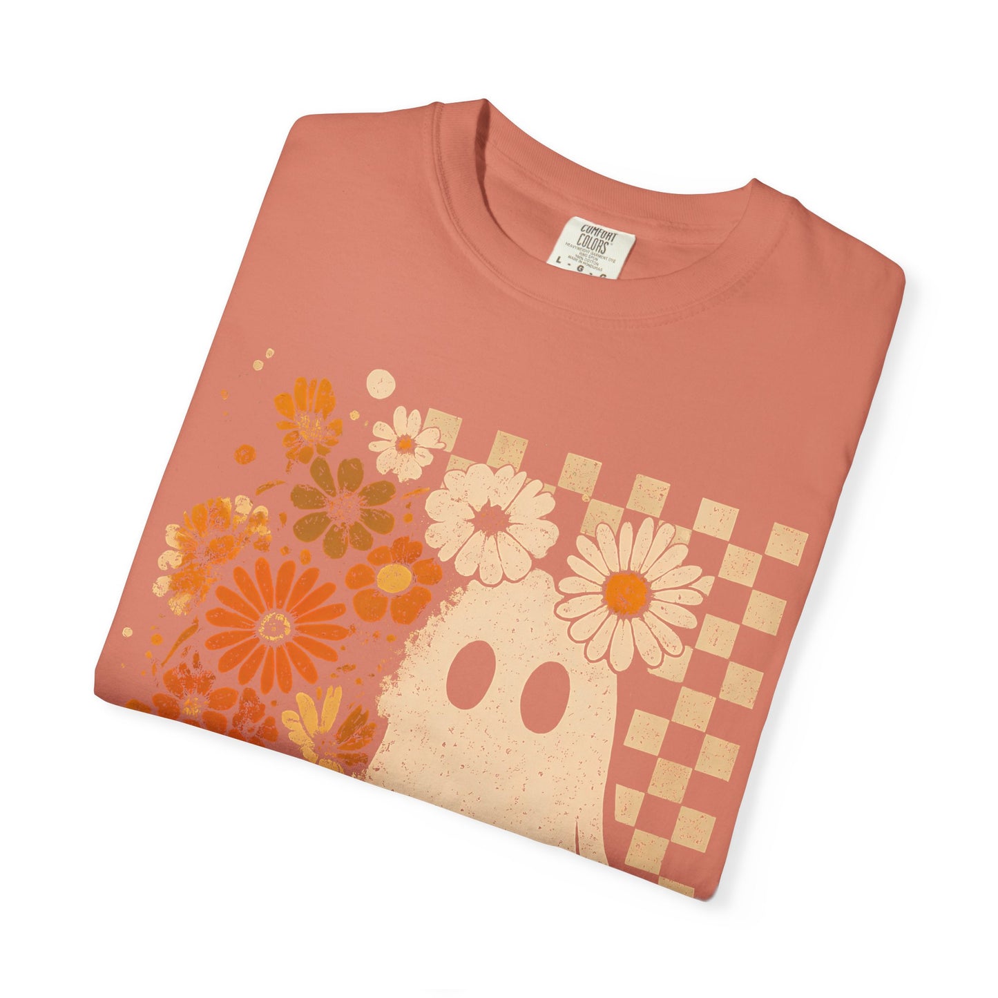 Whimsical Floral Ghost T-shirt, Casual Tee for Art Lovers, Perfect Gift for Halloween, Fall Fashion