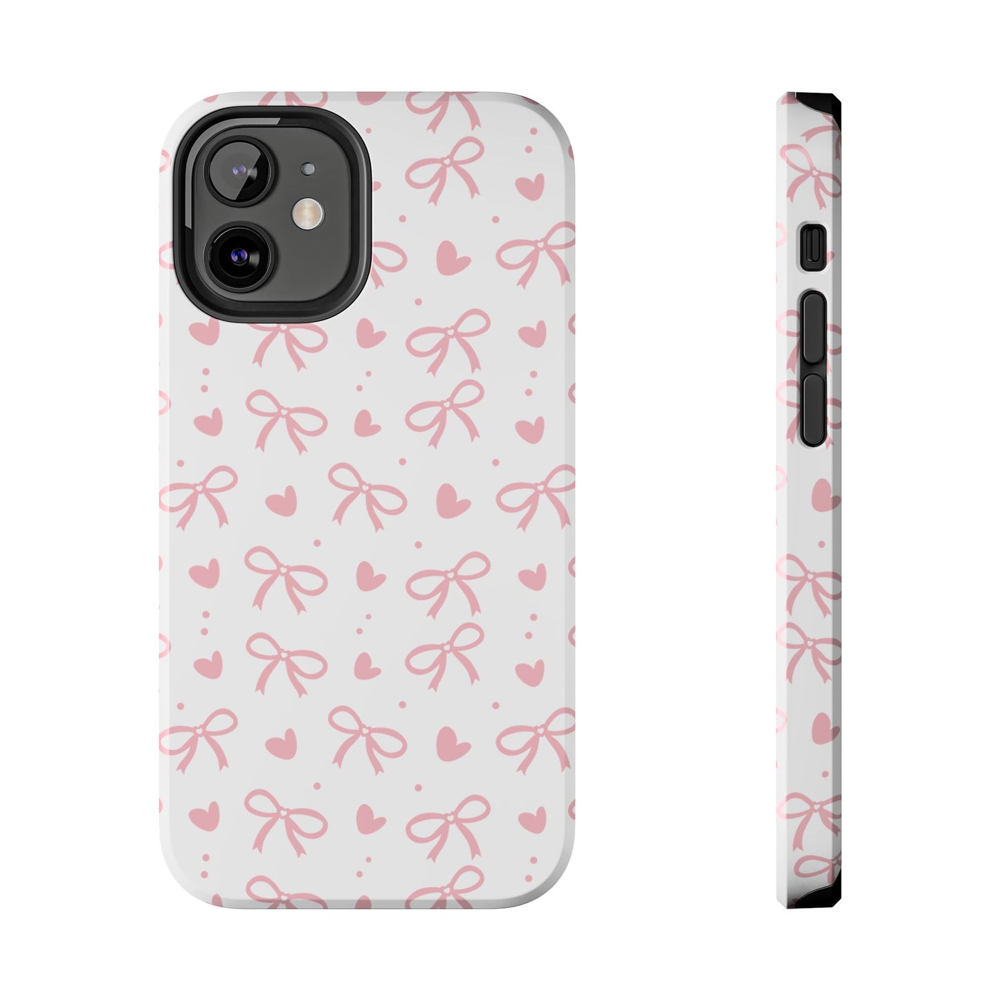 Love & Bows Tough Phone Cases for Girls, Cute Phone Cover, Valentine's Day Gift, Girly Accessories, Heart Pattern