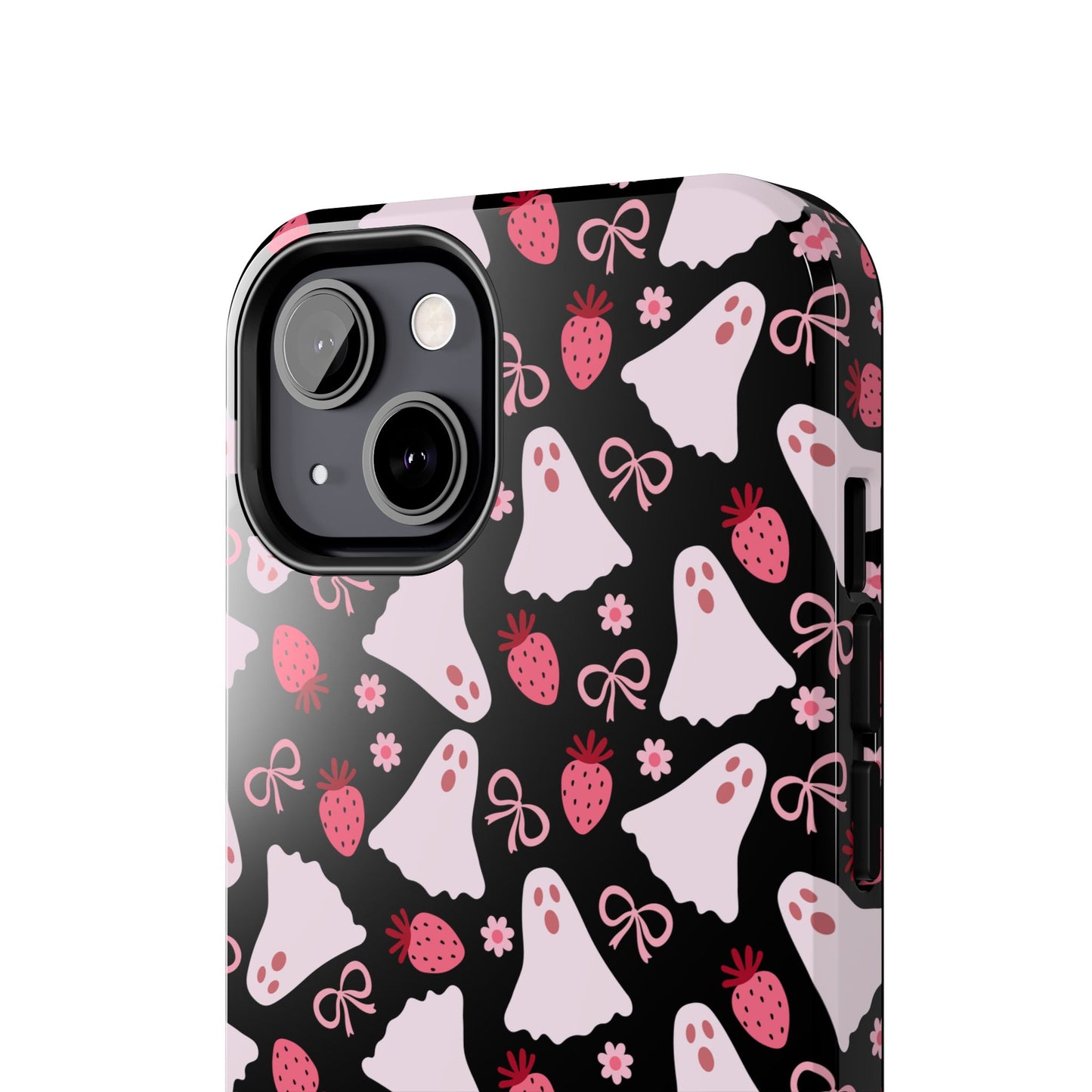 Cute Ghosts and Strawberries Phone Case | Tough Phone Cases, Halloween Accessories, Unique Gift Ideas, Spooky Aesthetic, Everyday Style