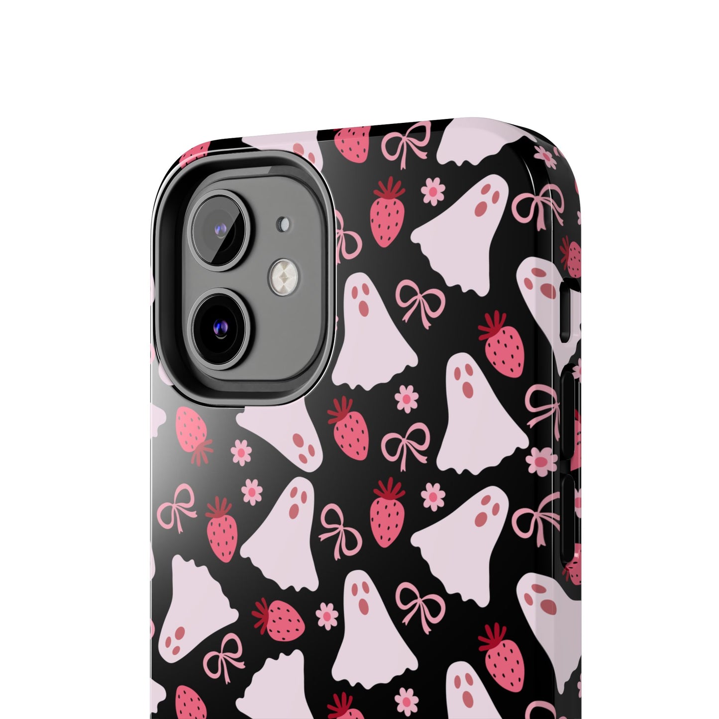 Cute Ghosts and Strawberries Phone Case | Tough Phone Cases, Halloween Accessories, Unique Gift Ideas, Spooky Aesthetic, Everyday Style