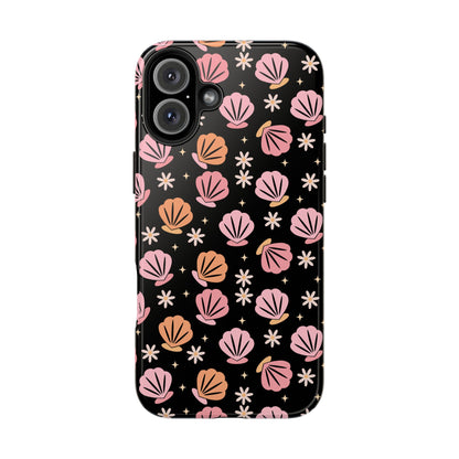 Floral Tough Phone Cases for Trendy Protection, Shell Pattern Phone Cover, Vibrant Floral Case, Girly Gift, Cute Tech Accessories