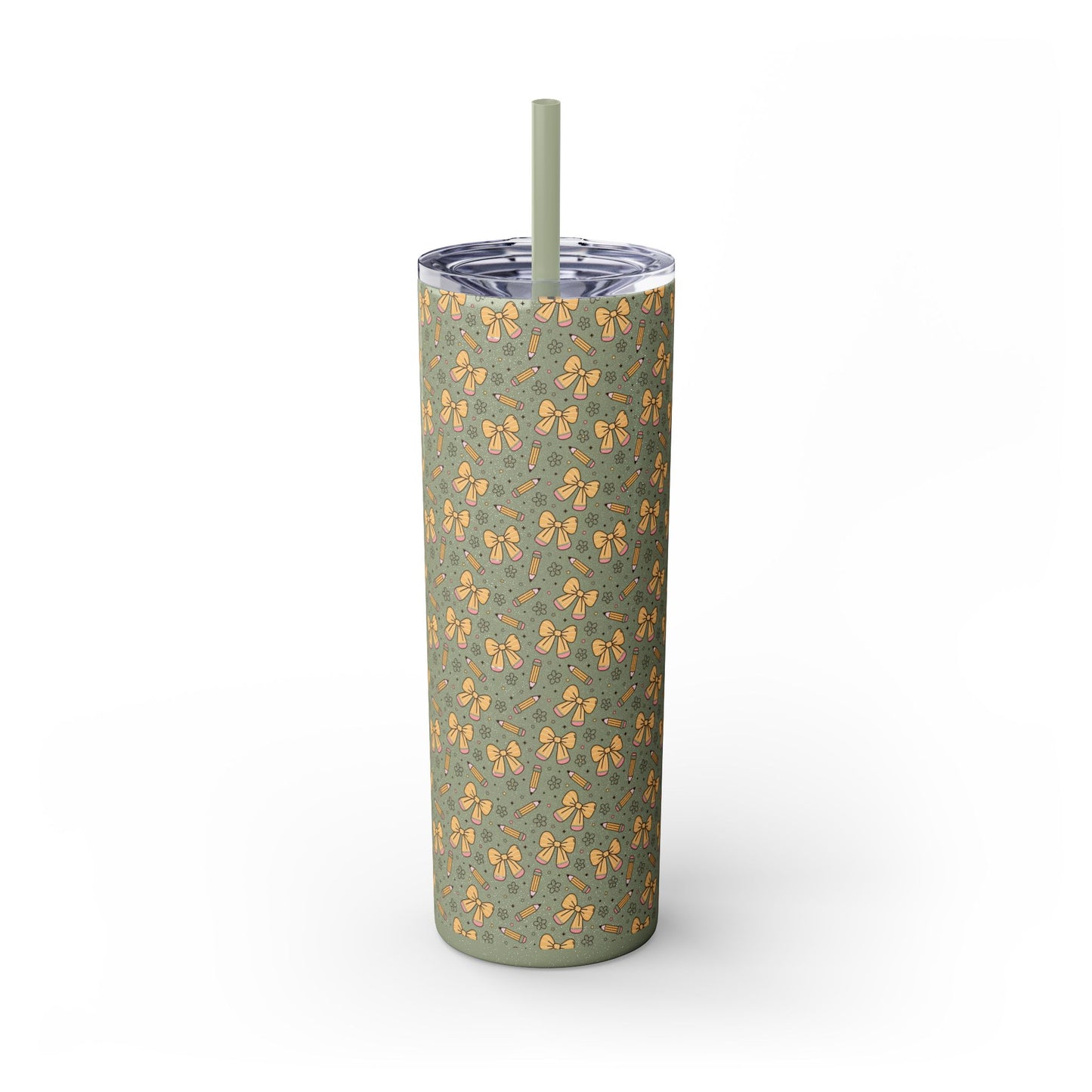 Butterfly Pattern Skinny Tumbler with Straw, Floral Travel Mug, Cute Drinkware, Summer Outing Accessory, Gift for Her