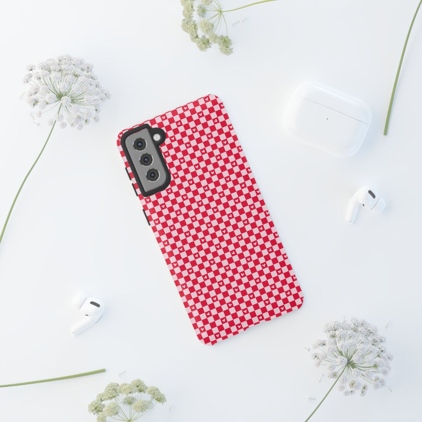 Red Checkerboard Heart Phone Case