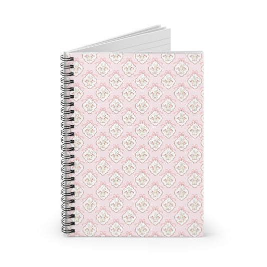 Elegant Floral Bunny Spiral Notebook - Ruled Lines for Creative Journaling