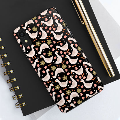 Cute Duck Pattern Phone Case, Stylish Tough Case, Gift for Duck Lovers, Floral Design, Unique Mobile Cover
