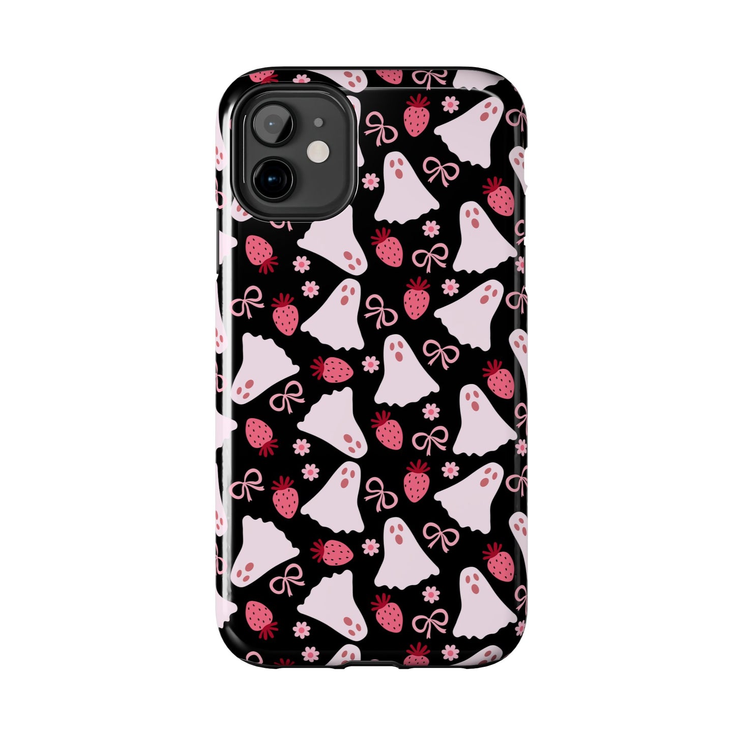 Cute Ghosts and Strawberries Phone Case | Tough Phone Cases, Halloween Accessories, Unique Gift Ideas, Spooky Aesthetic, Everyday Style