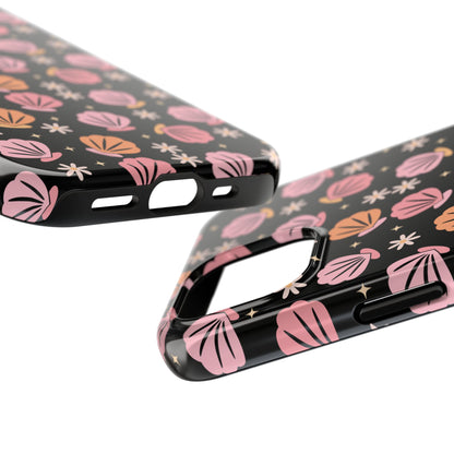 Floral Tough Phone Cases for Trendy Protection, Shell Pattern Phone Cover, Vibrant Floral Case, Girly Gift, Cute Tech Accessories