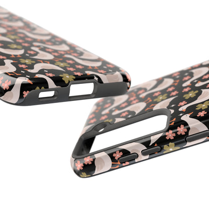 Cute Duck Pattern Phone Case, Stylish Tough Case, Gift for Duck Lovers, Floral Design, Unique Mobile Cover