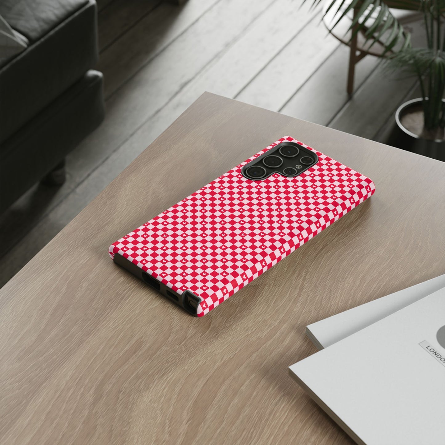 Red Checkerboard Heart Phone Case