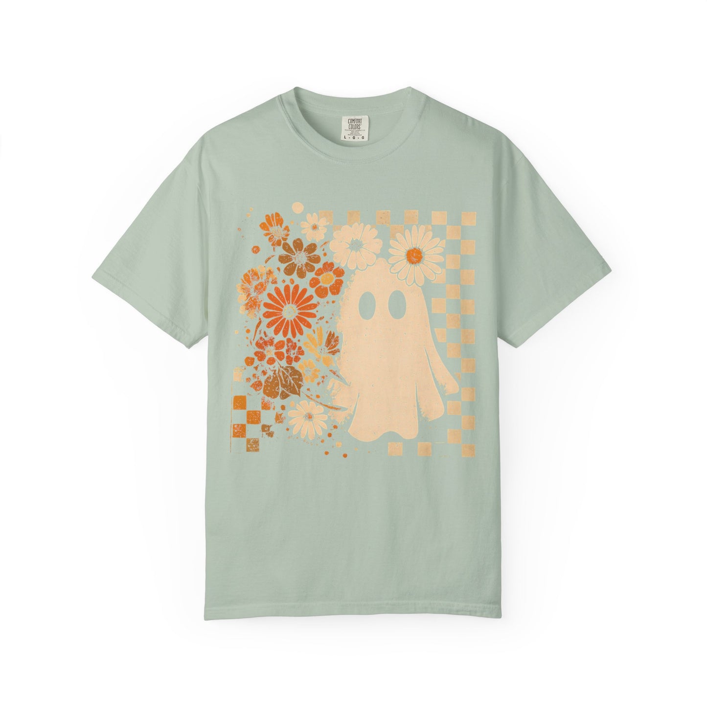 Whimsical Floral Ghost T-shirt, Casual Tee for Art Lovers, Perfect Gift for Halloween, Fall Fashion