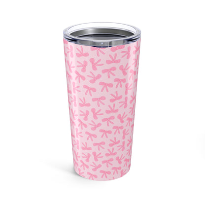 Chic Pink Bow Tumbler 20oz - Stylish Travel Mug, Gift for Her, Bridal Shower, Daily Use, Cute Drinks On-the-Go
