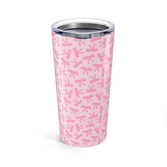 Chic Pink Bow Tumbler 20oz - Stylish Travel Mug, Gift for Her, Bridal Shower, Daily Use, Cute Drinks On-the-Go