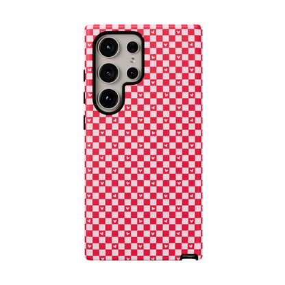 Red Checkerboard Heart Phone Case