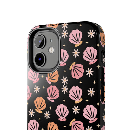 Floral Tough Phone Cases for Trendy Protection, Shell Pattern Phone Cover, Vibrant Floral Case, Girly Gift, Cute Tech Accessories