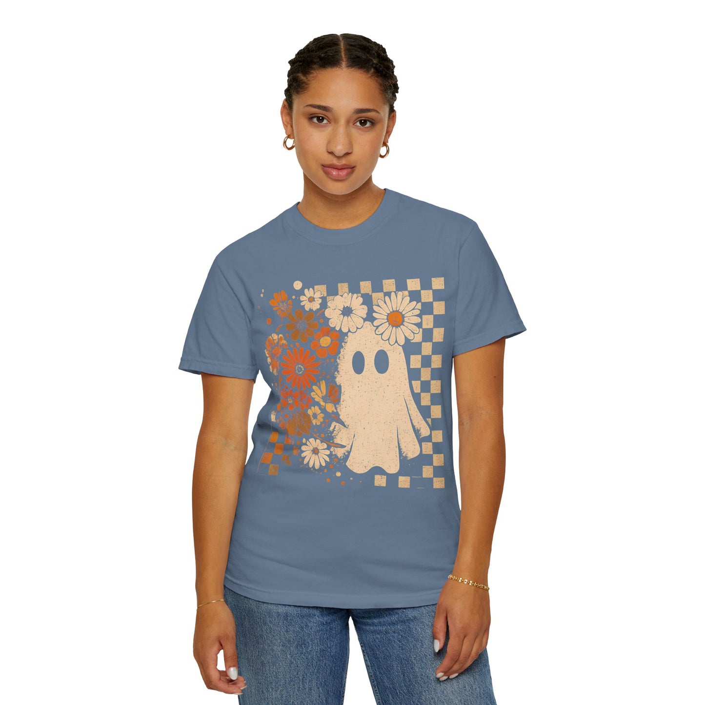 Whimsical Floral Ghost T-shirt, Casual Tee for Art Lovers, Perfect Gift for Halloween, Fall Fashion