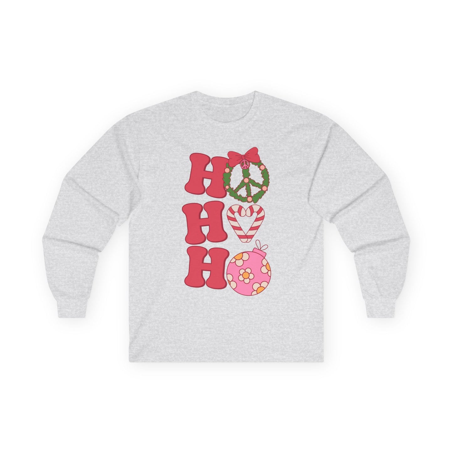 Festive Holiday Long Sleeve Tee - HO HO HO Design