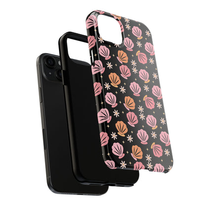 Floral Tough Phone Cases for Trendy Protection, Shell Pattern Phone Cover, Vibrant Floral Case, Girly Gift, Cute Tech Accessories