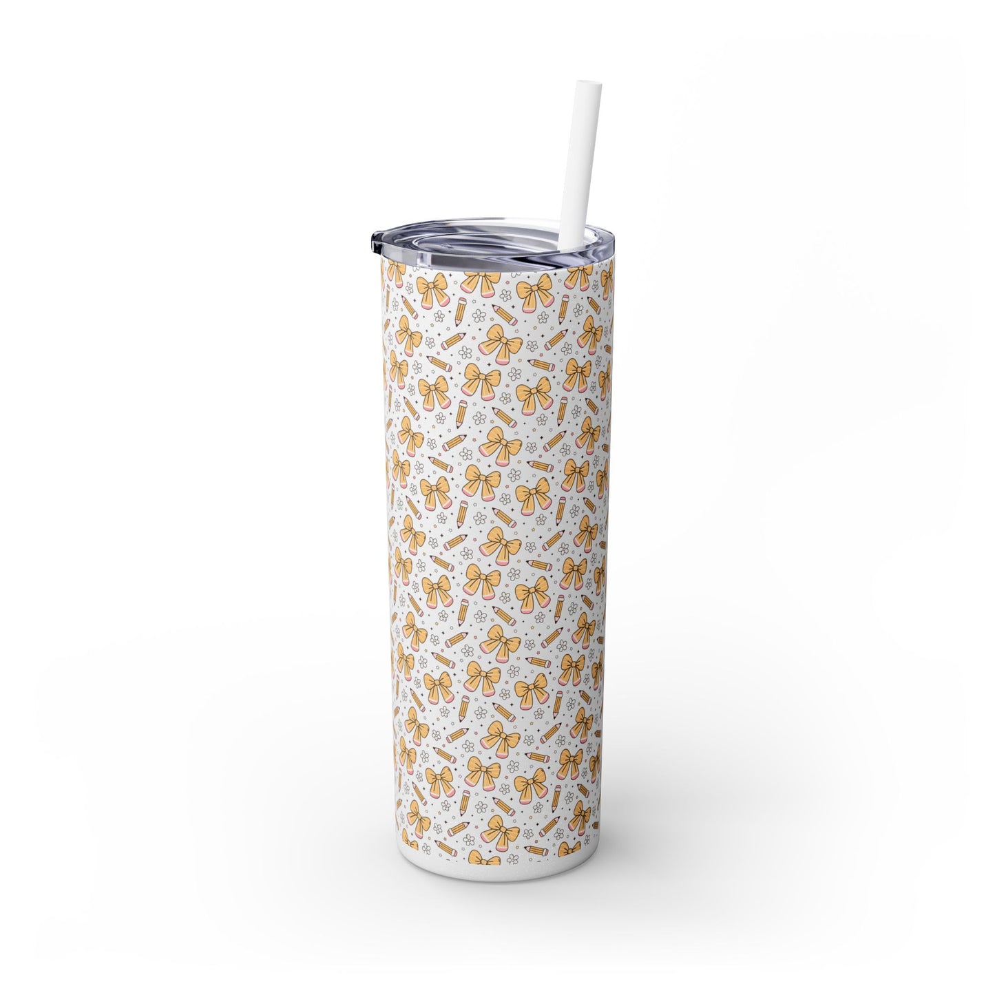 Butterfly Pattern Skinny Tumbler with Straw, Floral Travel Mug, Cute Drinkware, Summer Outing Accessory, Gift for Her
