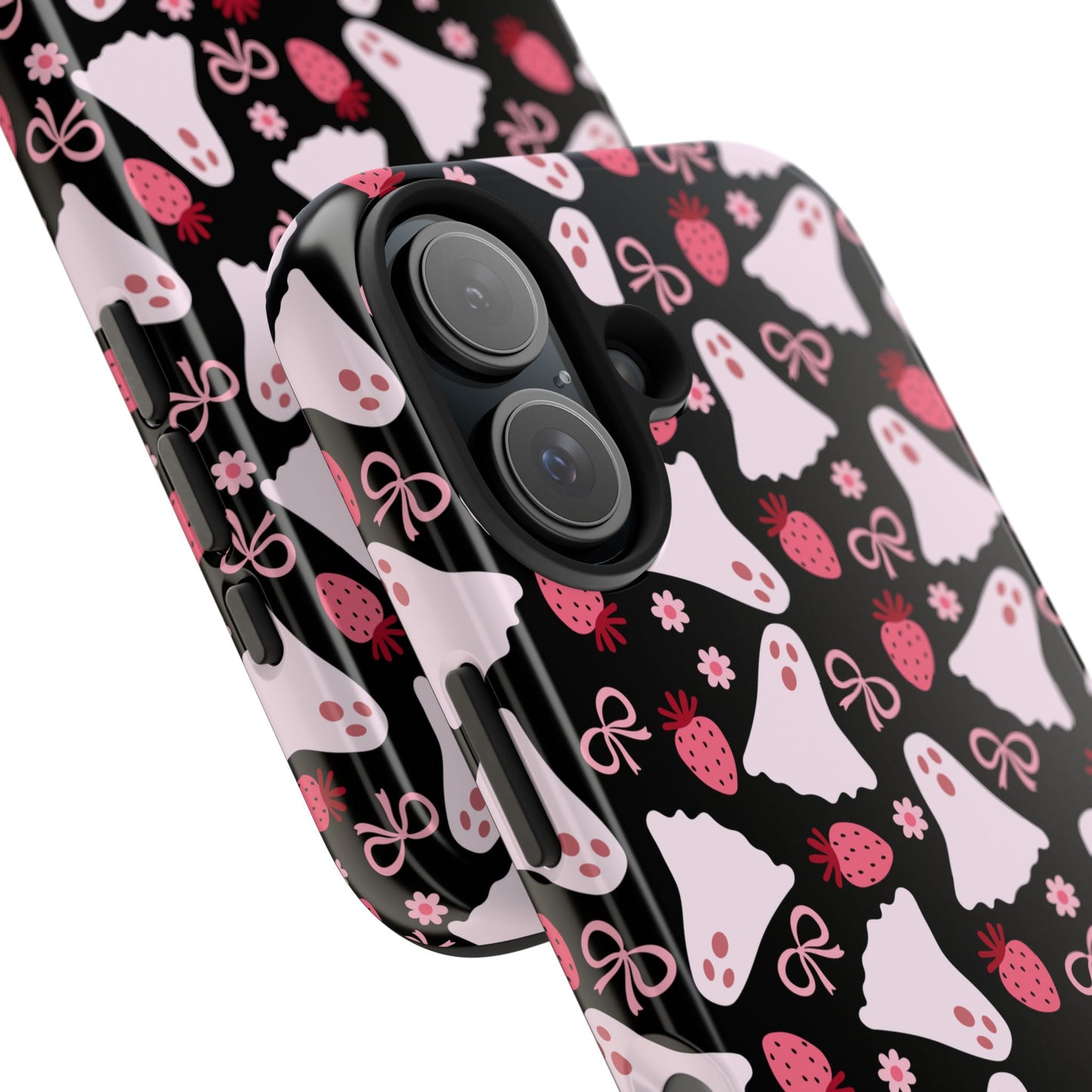 Cute Ghosts and Strawberries Phone Case | Tough Phone Cases, Halloween Accessories, Unique Gift Ideas, Spooky Aesthetic, Everyday Style