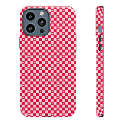 Red Checkerboard Heart Phone Case