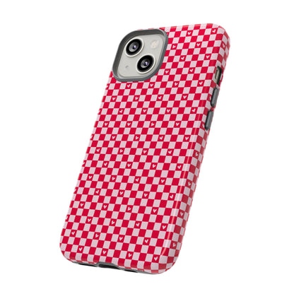 Red Checkerboard Heart Phone Case