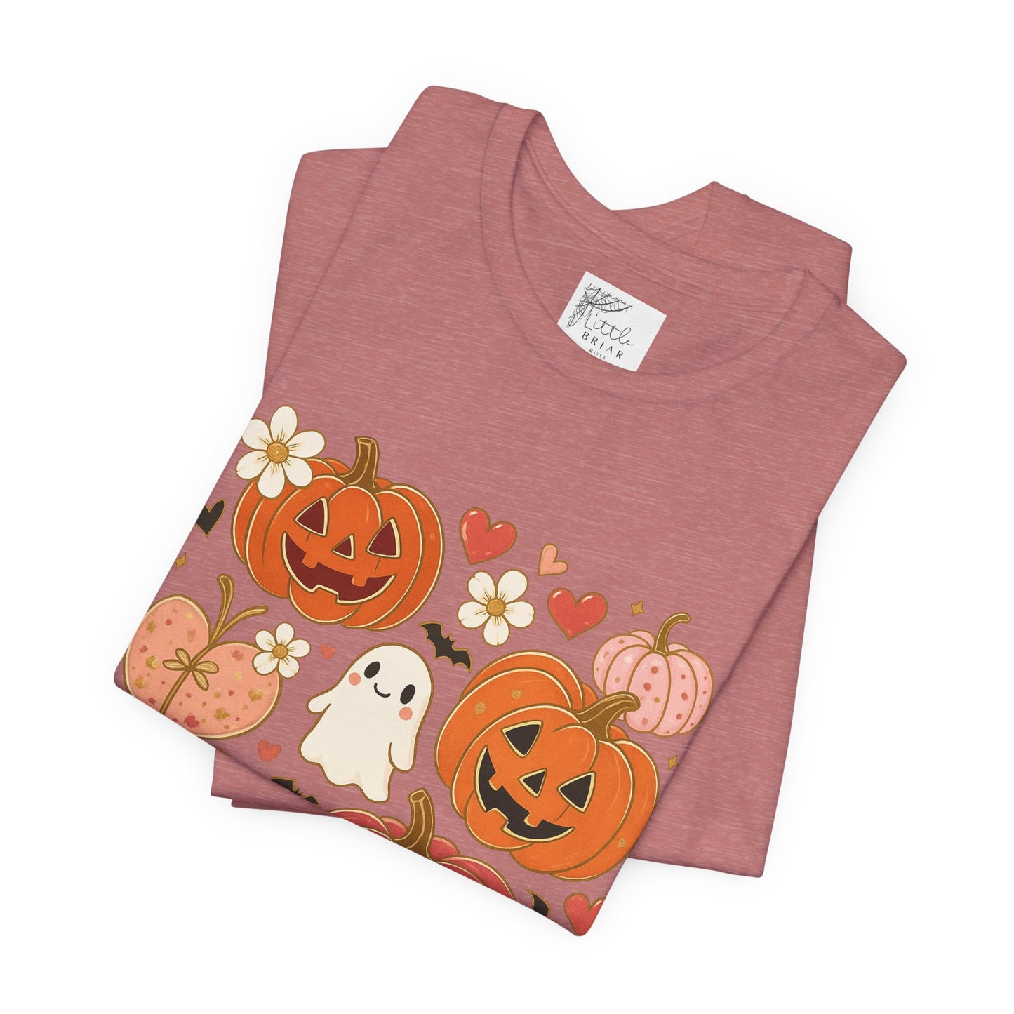 Halloween Ghost & Pumpkin Tee, Perfect for Fall, Halloween Parties, Cozy Autumn Wear, Unisex T-Shirt, Seasonal Gift Idea