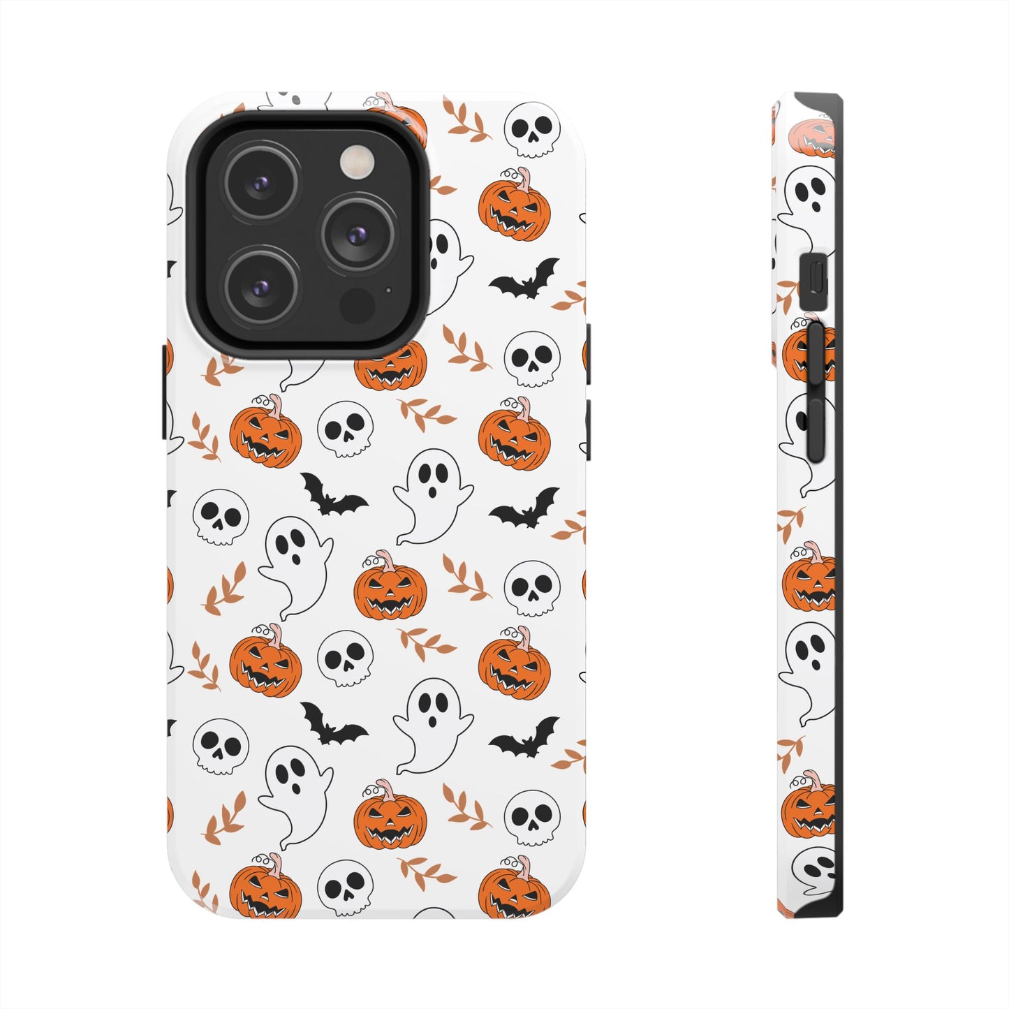 Halloween Themed Tough Phone Cases, Spooky Ghosts & Skulls, Perfect for Fall Decor, Unique Gift for Halloween Lovers, Fun Pumpkin Design