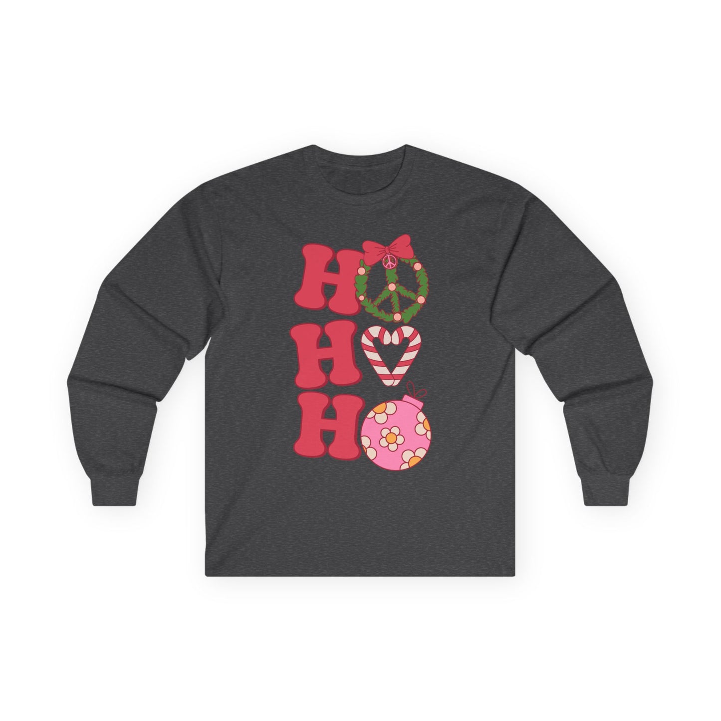 Festive Holiday Long Sleeve Tee - HO HO HO Design