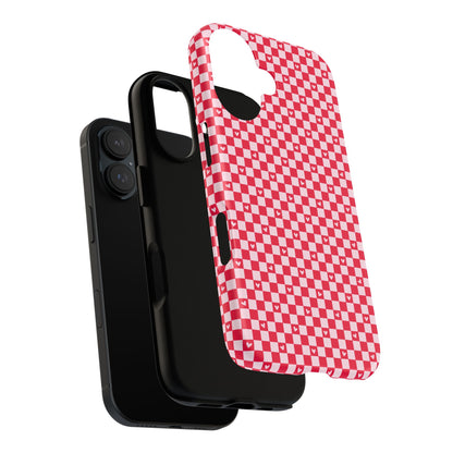 Red Checkerboard Heart Phone Case