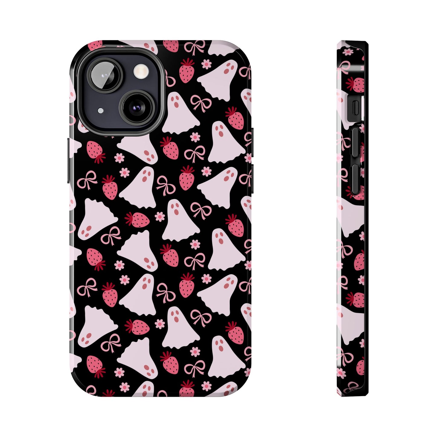 Cute Ghosts and Strawberries Phone Case | Tough Phone Cases, Halloween Accessories, Unique Gift Ideas, Spooky Aesthetic, Everyday Style