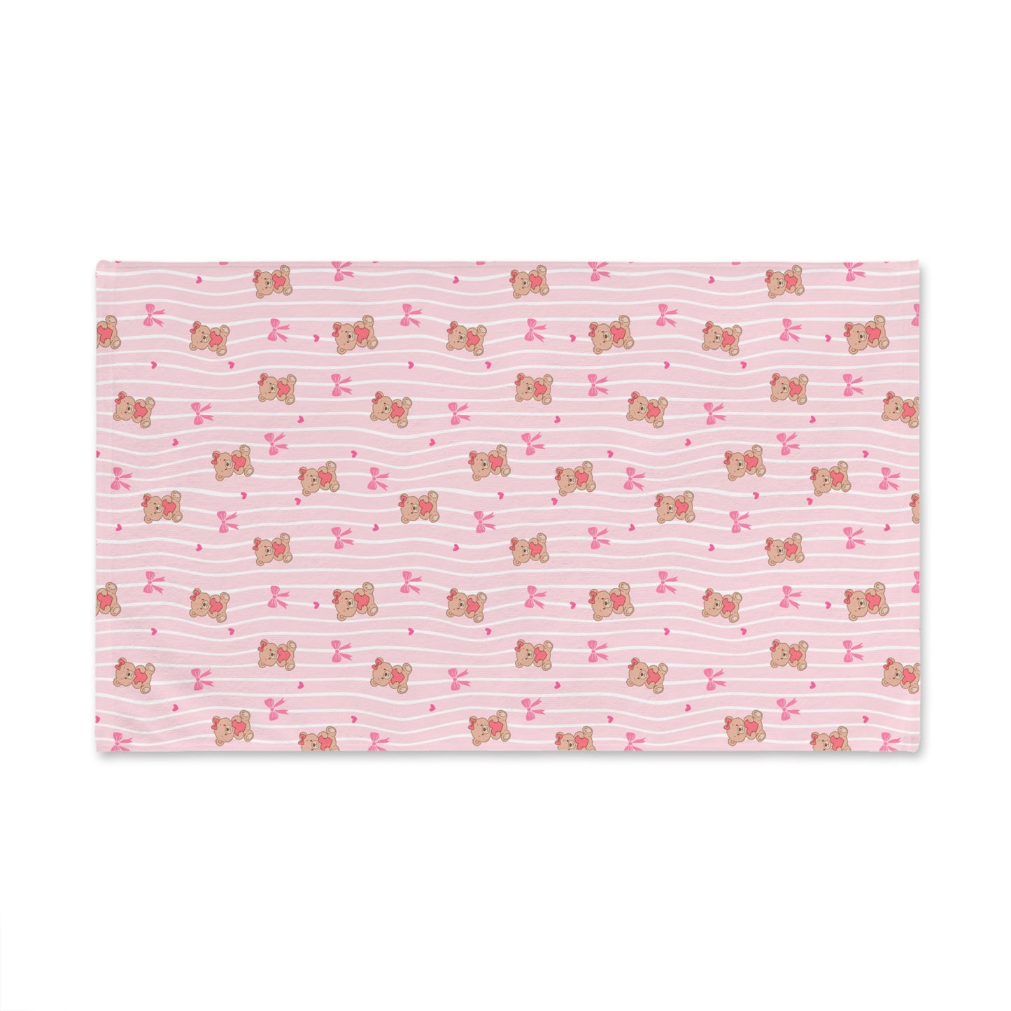 Pink Teddy Bear Pattern Hand Towel