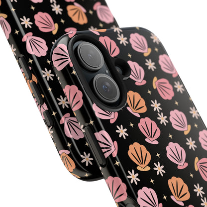 Floral Tough Phone Cases for Trendy Protection, Shell Pattern Phone Cover, Vibrant Floral Case, Girly Gift, Cute Tech Accessories