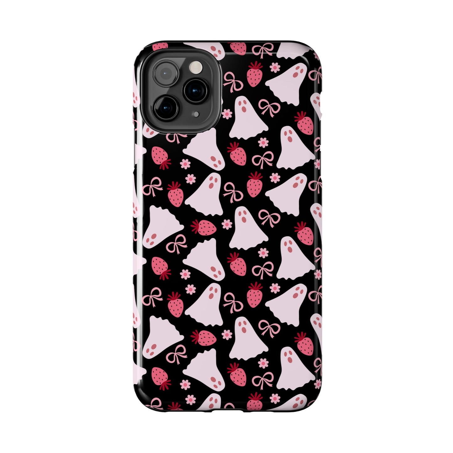 Cute Ghosts and Strawberries Phone Case | Tough Phone Cases, Halloween Accessories, Unique Gift Ideas, Spooky Aesthetic, Everyday Style