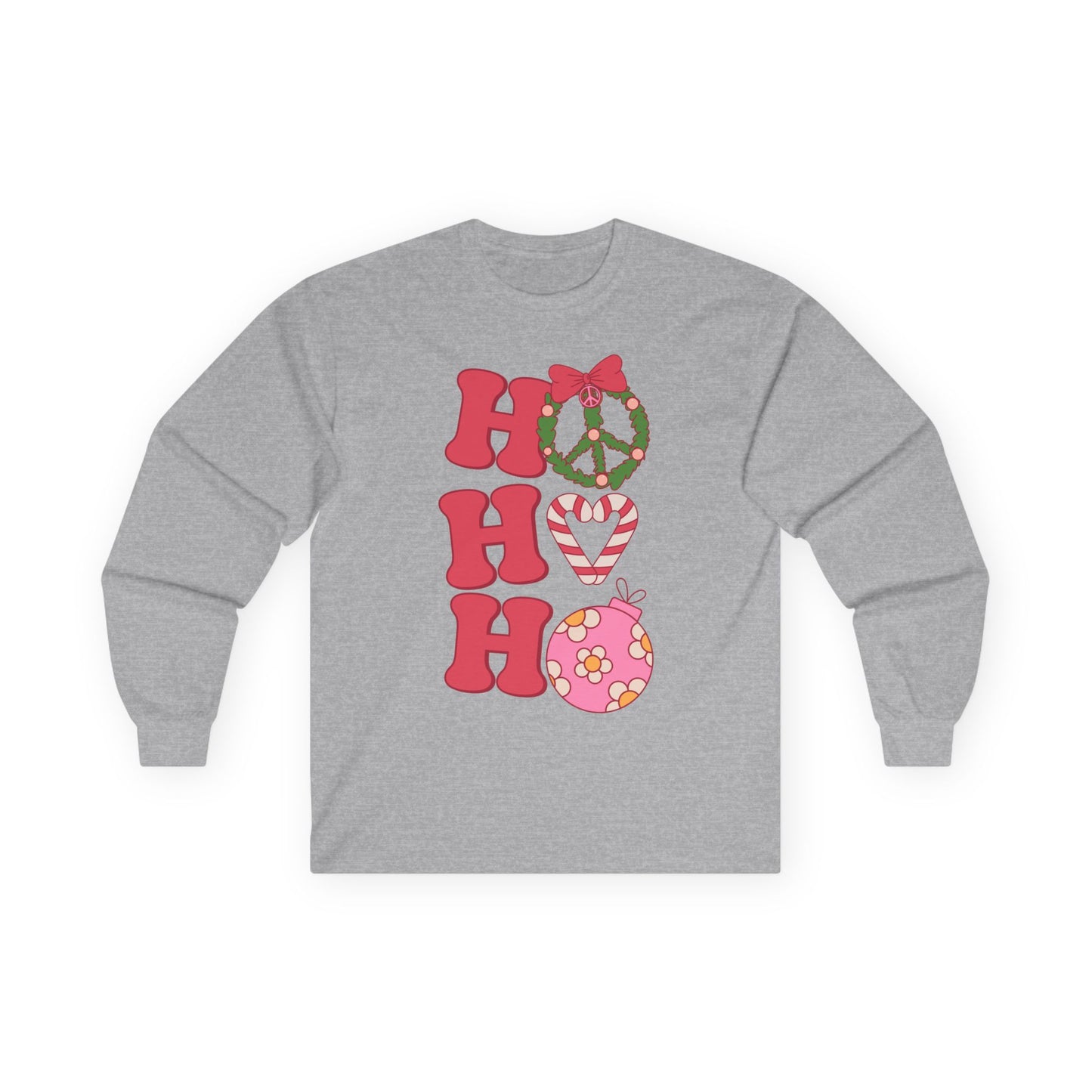 Festive Holiday Long Sleeve Tee - HO HO HO Design