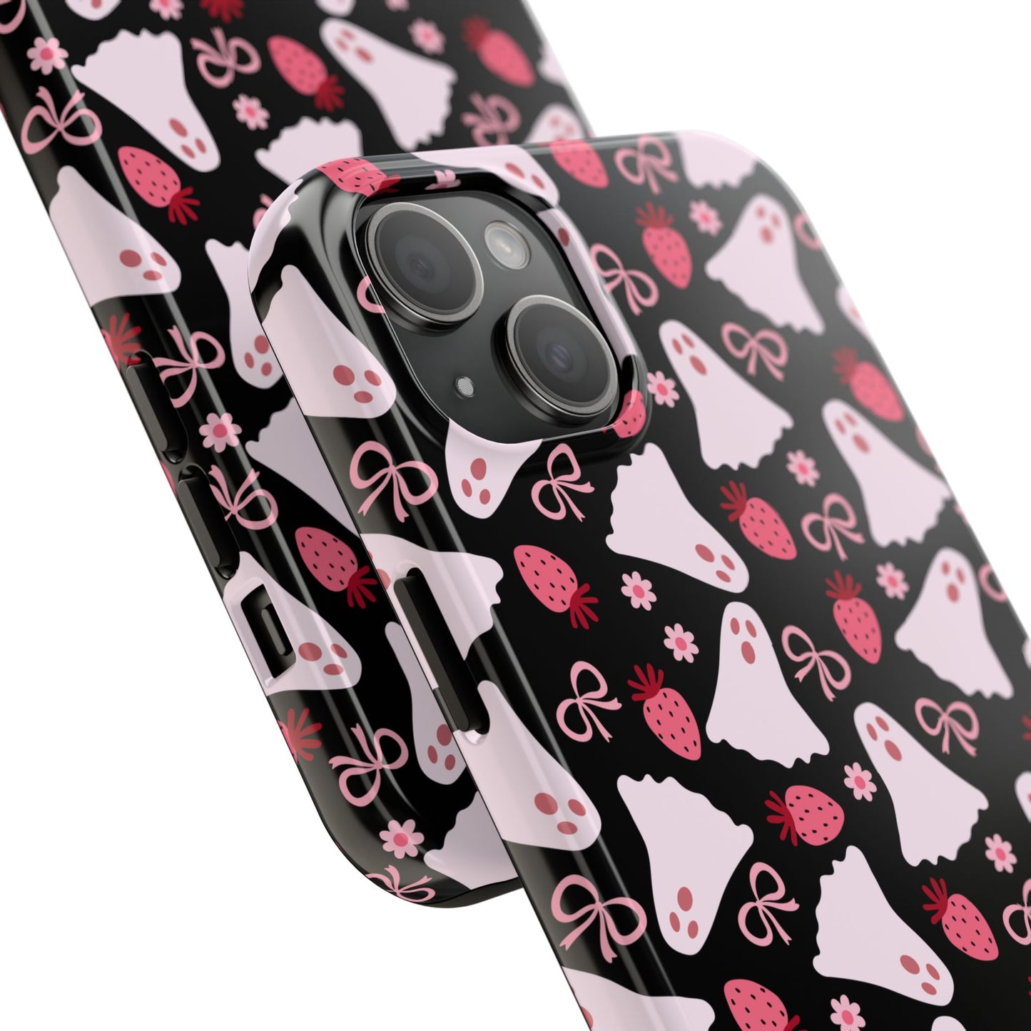 Cute Ghosts and Strawberries Phone Case | Tough Phone Cases, Halloween Accessories, Unique Gift Ideas, Spooky Aesthetic, Everyday Style