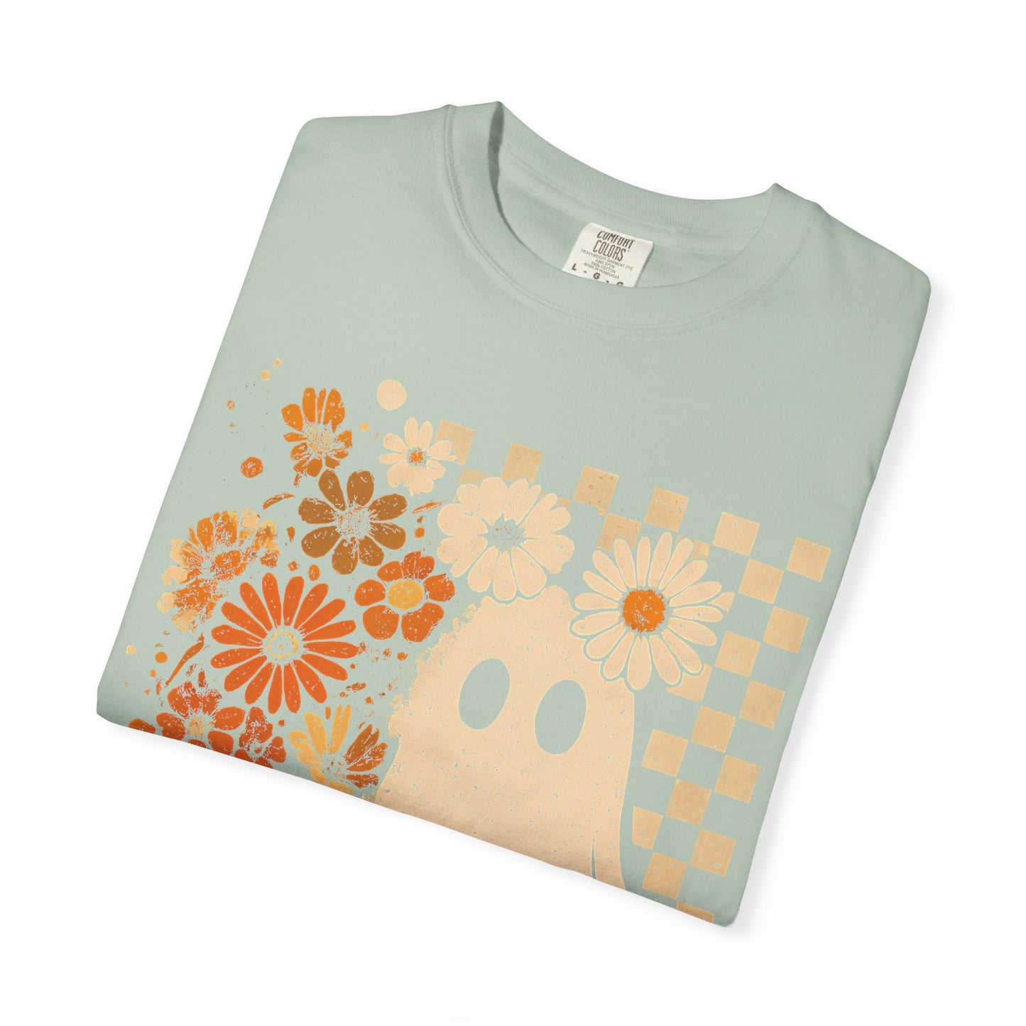 Whimsical Floral Ghost T-shirt, Casual Tee for Art Lovers, Perfect Gift for Halloween, Fall Fashion