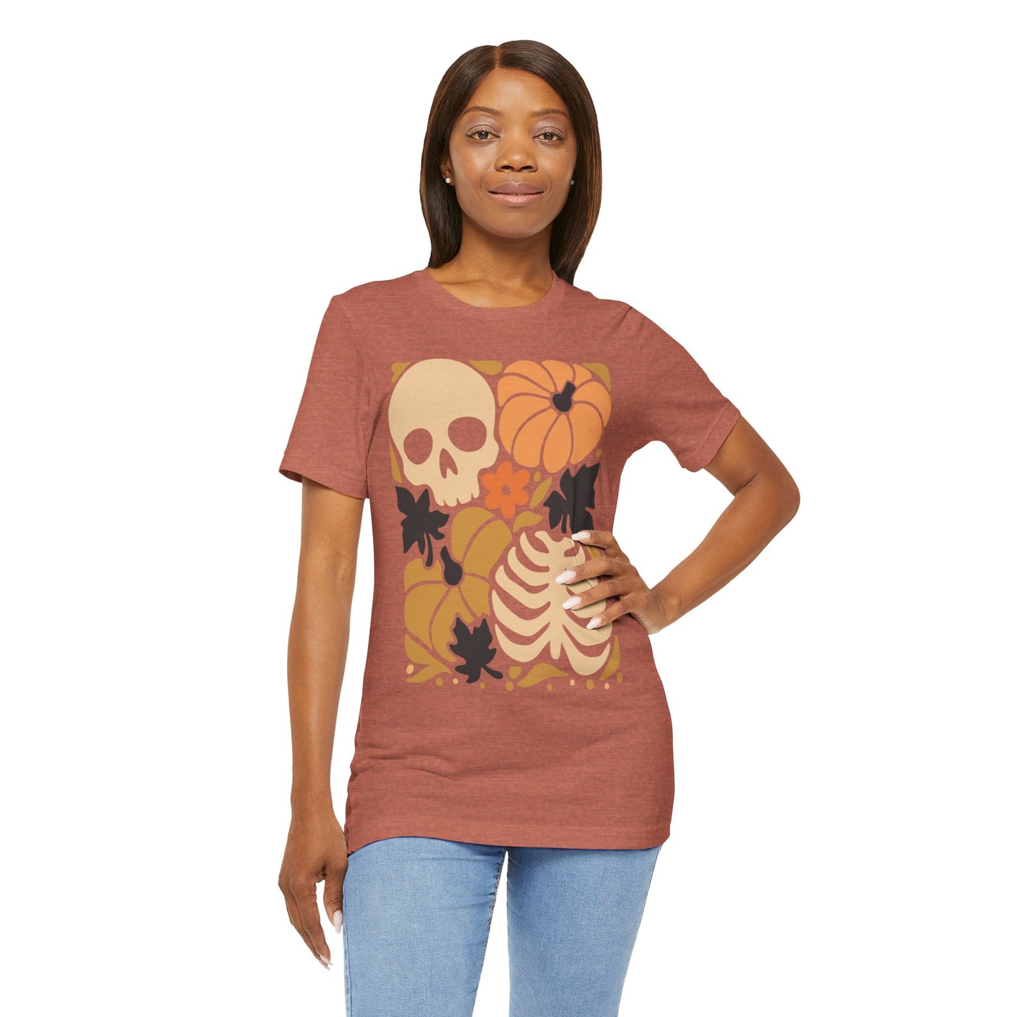 Autumn Vibes Graphic Tee | Halloween Shirt, Fall Apparel, Unisex Tee, Spooky Fashion, Pumpkin Skull Top