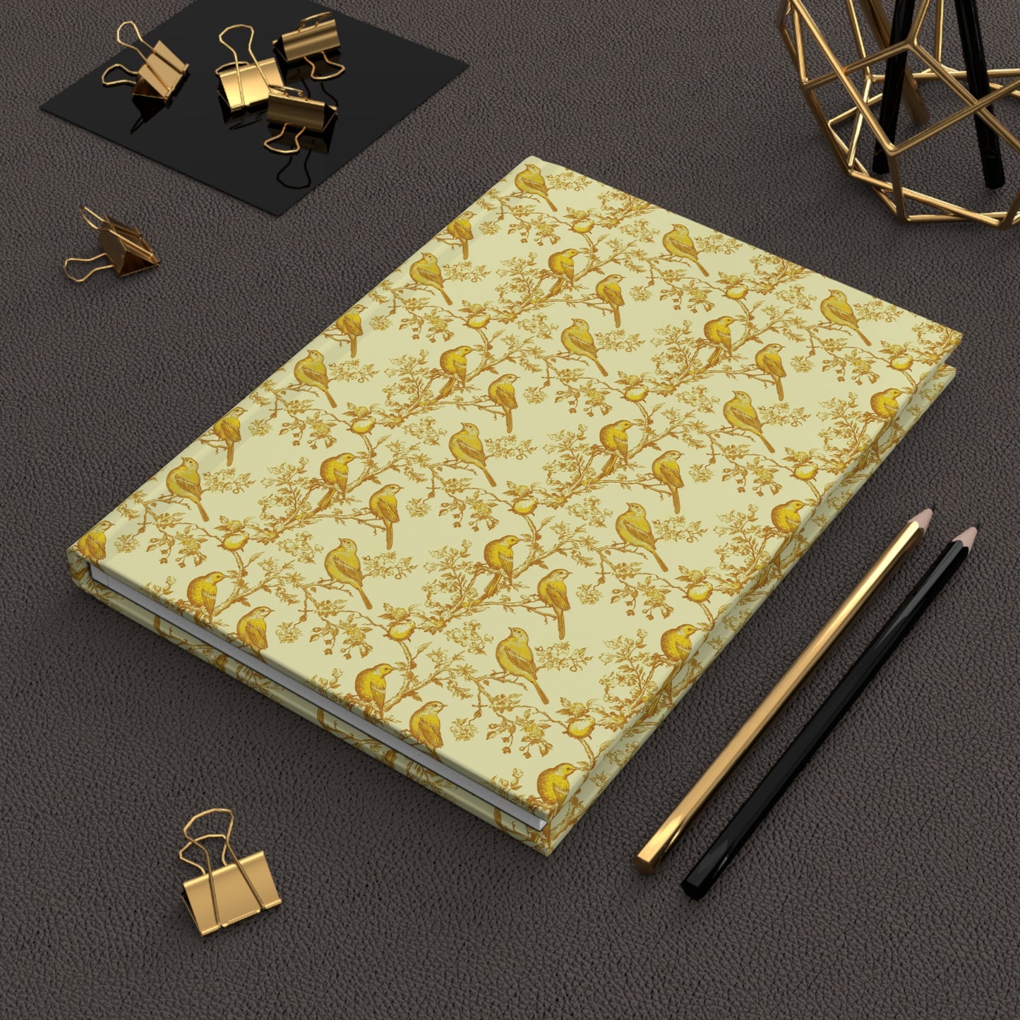 Charming Yellow Bird Hardcover Journal - Elegant Stationery for Nature Lovers