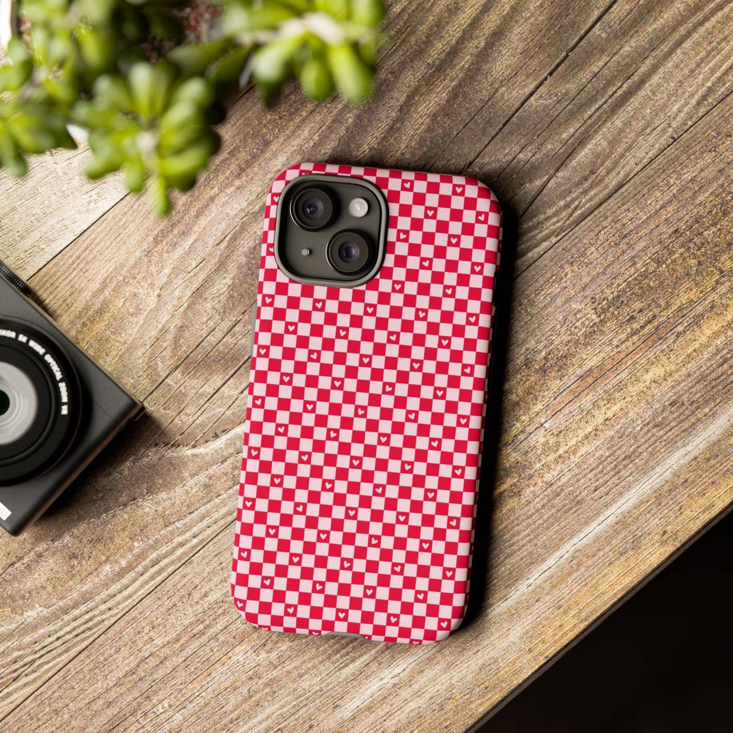 Red Checkerboard Heart Phone Case