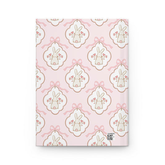 Floral Bunny Hardcover Journal - Cute Pink Design for Kids & Easter